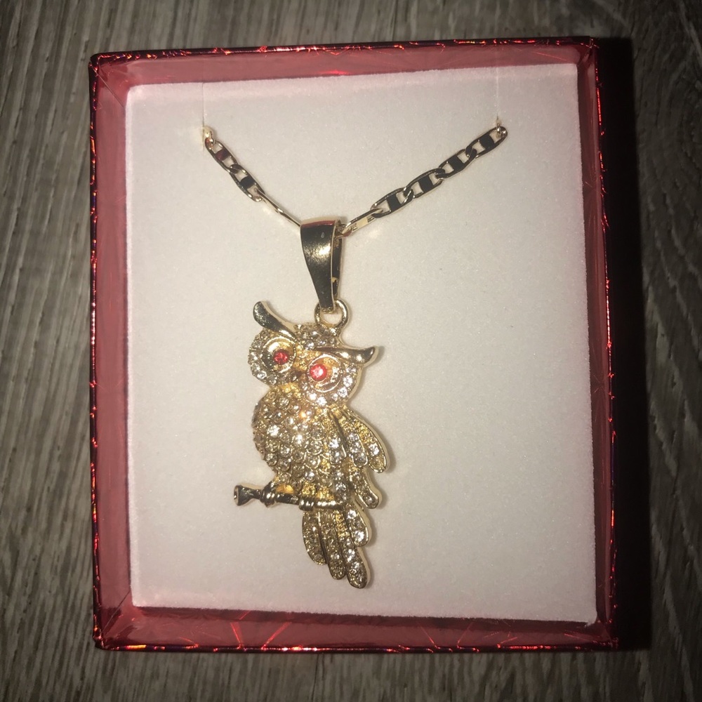14k goldfill owl necklace